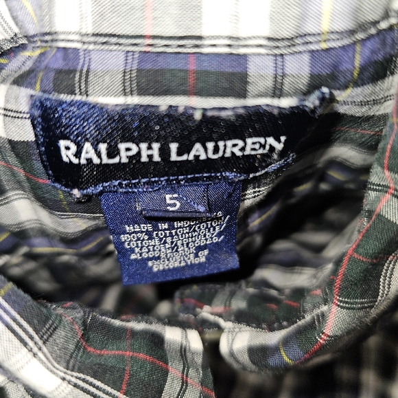Ralph Lauren Blue Label Girl Sz 5 Navy Skirt Matching Button Up Ruffle Plaid Top - Picture 10 of 12